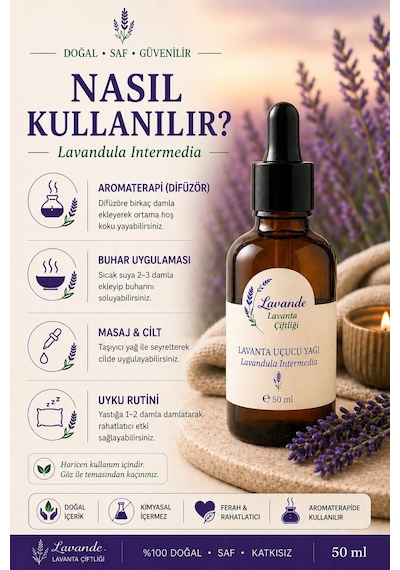 Lavande Lavanta Çiftliği Lavanta Yağı L. İntermedia Cam Damlalıklı 50 ML