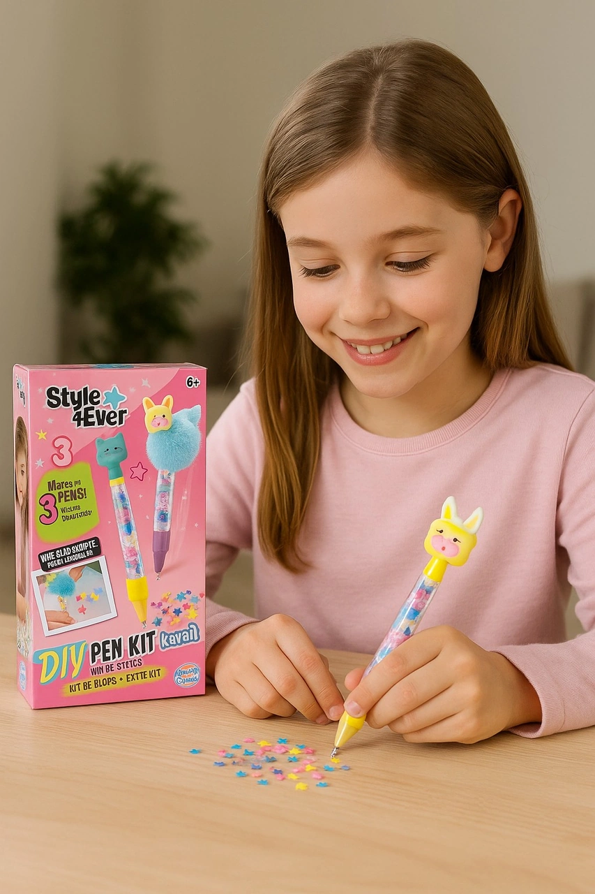 Kawaii Pembe Style 4 Ever Yummy Dıy Kalem Yapım Seti Çocuklar İçin 3 Lü Tatlı Tasarım Kit 20cm Çok Renkli