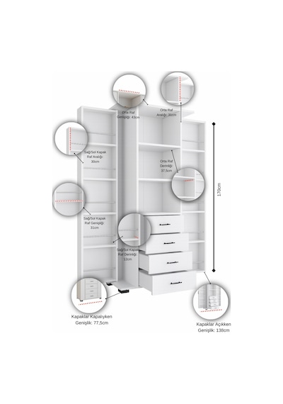 Aeka Ae-2204 Avrasya Çok Amaçlı 2 Kapaklı Raflı Çekmeceli Kiler Mutfak Dolabı Modern Tasarım 170x138x77,5 Beyaz Aeka Ae-2204 Avrasya Çok Amaçlı 2 Kapaklı Raflı Çekmeceli Kiler Mutfak Dolabı Modern Tasarım 170x138x77,5 Beyaz