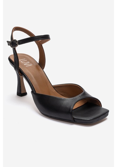 Luvishoes Elvıa Siyah Cilt Hakiki Deri Kadın Topuklu Ayakkabı