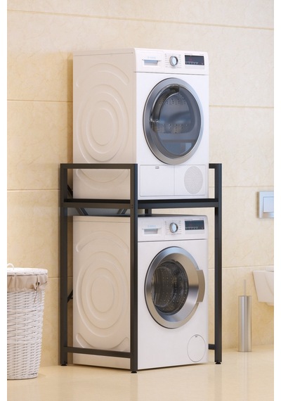Çamaşır Makinası Ve Kurutma Makinası Rafı Çamaşır Makinası Üstü Banyo Düzenleyici Raf Siyah