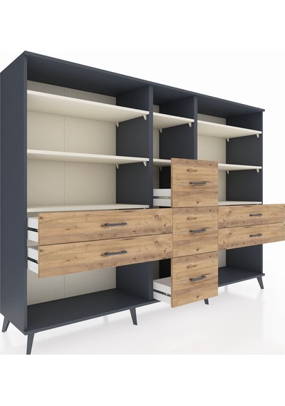 Hyperion Dolap 8 Raflı 7 Çekmeceli 220x44x163 Antrasit-aytaşı/çam Aytası/atlas Çam - Antrasıt Hyperion Dolap 8 Raflı 7 Çekmeceli 220x44x163 Antrasit-aytaşı/çam Aytası/atlas Çam - Antrasıt