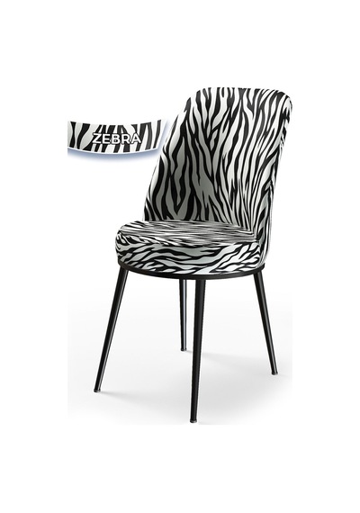 Canisa Concept Dexa Serisi Zebra Desen Mutfak Yemek Sandalyesi Ayaklar Siyah Zebra Desen
