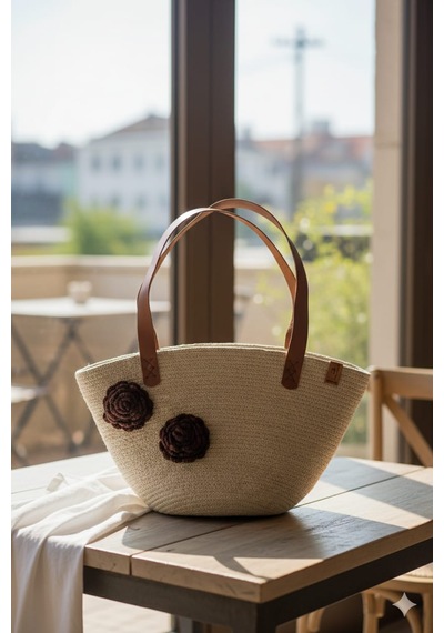 Loom Collection Kadın Plaj Çantası Krem
