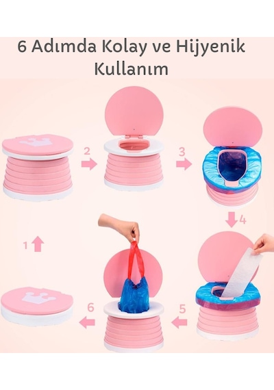 MooieBaby's Katlanabilir Çocuk Tuvaleti, Carry Potty,Pembe