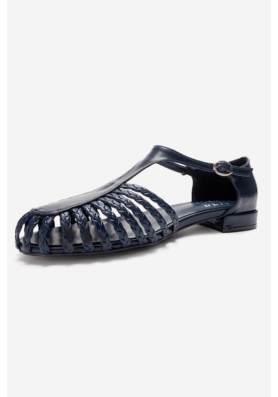 Luvishoes Onos Lacivert Örgü Detaylı Kadın Sandalet Lacivert