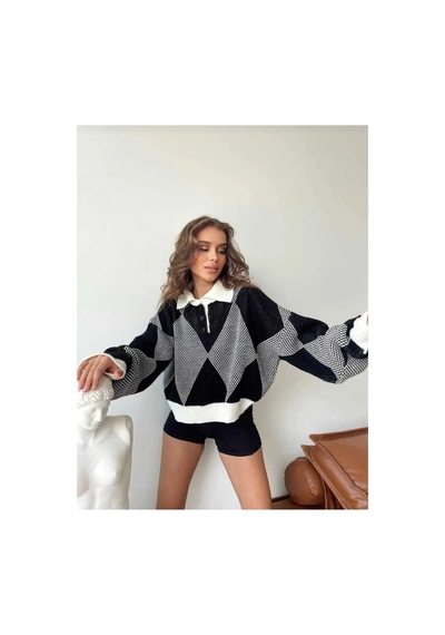 Samin Kadın Oversize Kazak Siyah - 651873567 Siyah