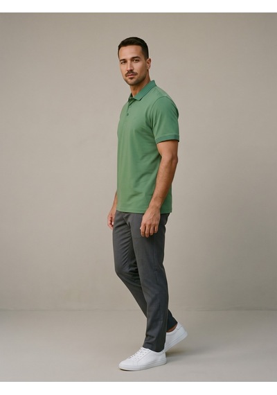 Maccali Erkek Yeşil Yazlık Basic Polo Yaka Tişört