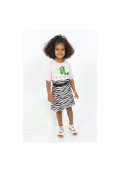 Toontoy Kız Çocuk Zebra Baskılı Elbise Açık Lila