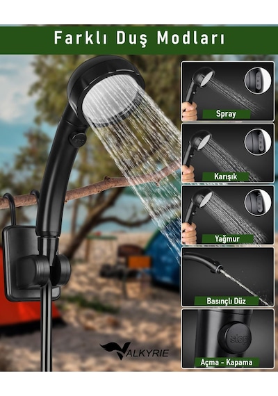 Valkyrie Akıllı Led Ekranlı Taşınabilir Duş & Su Pompası Kamp Bahçe Ve Seyahat İçin Şarjlı Kolay Kurulum