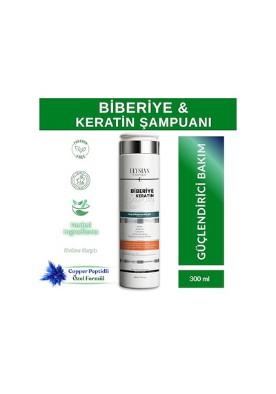 Biberiye & Keratin Şampuanı Copper Peptidli Saç Bakımı Saç Dökülmesi Karşıtı 300 Ml