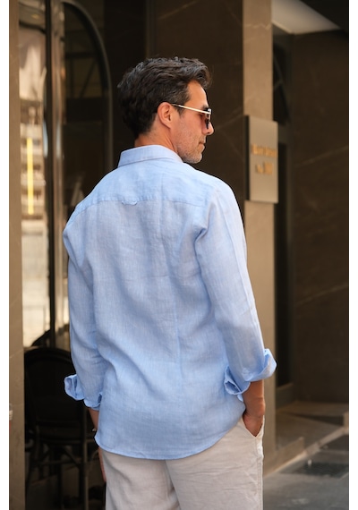 Slim Fit Uzun Kol %100 Keten Nefes Alabilen Kumaştan Hediye Kutulu Erkek Gömlek Fs-004170 - Mavi-2859 MAVİ Slim Fit Uzun Kol %100 Keten Nefes Alabilen Kumaştan Hediye Kutulu Erkek Gömlek Fs-004170 - Mavi-2859 MAVİ