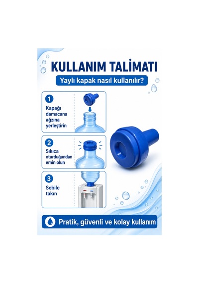 Bykurt Yaylı Kapak Seti Damacana Sebil Uyumlu Pratik Su Kapağı 2 Adet Mavi