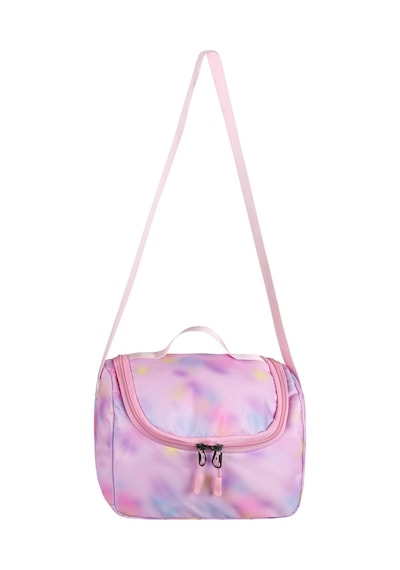 Kawaii Kore Tarzı Pembe Twil Kumaş Desenli Sırt Çantası,beslenme Çantası Ve Kalemlikli Üçlü Set