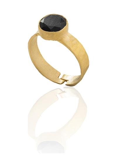 Kadir Jewellery 22 Ayar Altın Kaplama Zirkon Taşlı Kadın Minimal Yüzük Siyah 55460801