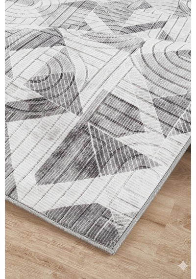 Villadia Home Textile Kaymaz Taban Modern Desen Halı Yolluk Leke Tutmaz Kolay Temizlenir Koridor Salon Yatak Mutfak Odası Vd4037gri Gri