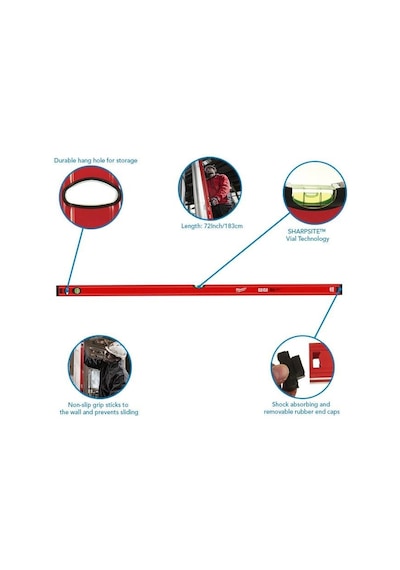 Milwaukee T4932459095 Ağır Hizmet Tipi Slim Su Terazisi 180Cm