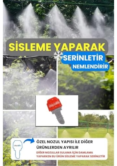 Ayrex Depolife 10 Metre Bahçe Balkon Veranda Kamelya Çardak Nemlendirme Sulama Serinletme Sis Püskürtme Sistemi Genel