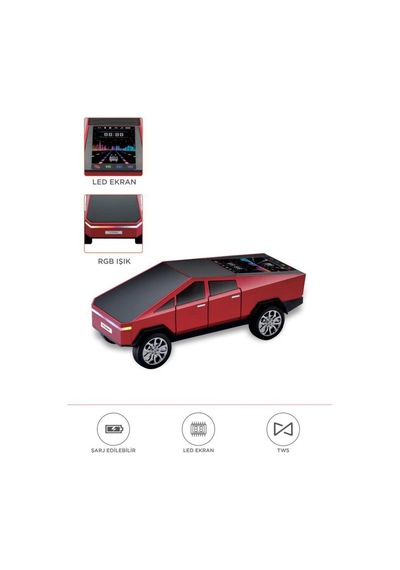 D68 Cybertruck Araba Tasarımlı Led Ekranli Radyolu Bluetooth Hoparlör 15w Güçlü Ses Rgb Led /tws/usb