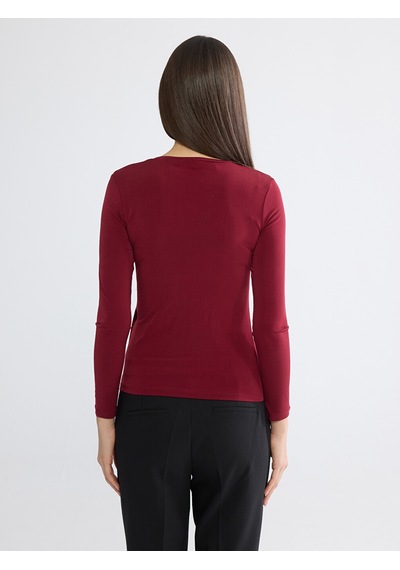 Lcwaıkıkı Classic Bordo Bisiklet Yaka Bağlama Detaylı Kadın Body