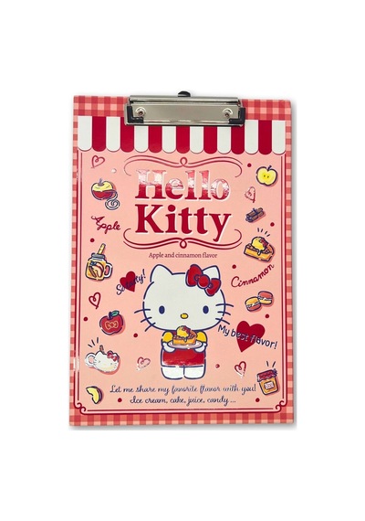 Bakgelal Hello Kitty Elmalı Ve Tarçın Temalı Kırmızı Kareli Metal Mandal Klipsli Sekreterlik Ve Bloknot Altlığı - 9028514823893