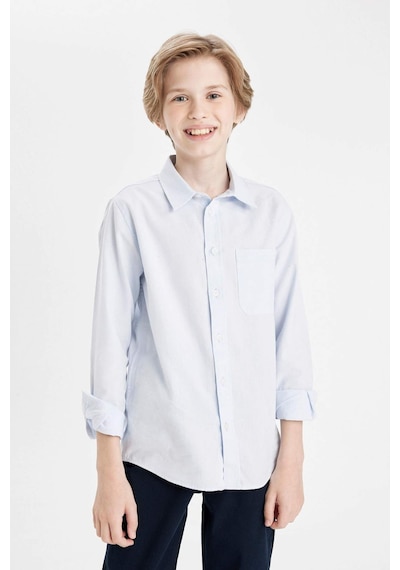 DeFacto Erkek Çocuk Polo Yaka Oxford Uzun Kollu Basic Düz Okul Gömleği T8854A624AUBE793 DeFacto Erkek Çocuk Polo Yaka Oxford Uzun Kollu Basic Düz Okul Gömleği T8854A624AUBE793