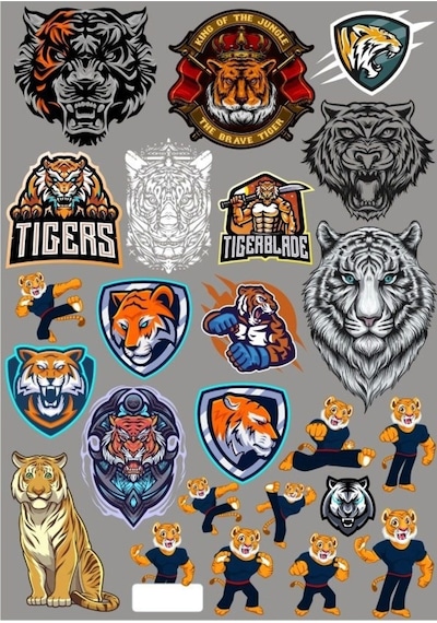 Kaplan Ve Aslanlar Sticker Set 25 Parça Telefon, Tablet, Defter, Laptop Sticker