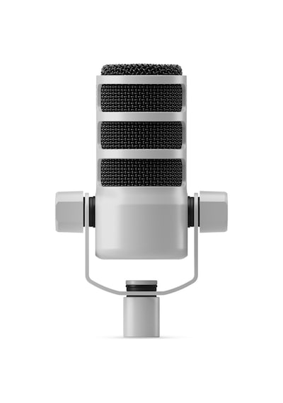Podmic: Beyaz Profesyonel Dinamik Podcast / Broadcast Mikrofon