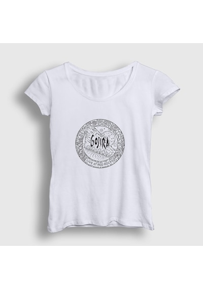 Presmono Kadın Red Rocks Gojira T-shirt Beyaz