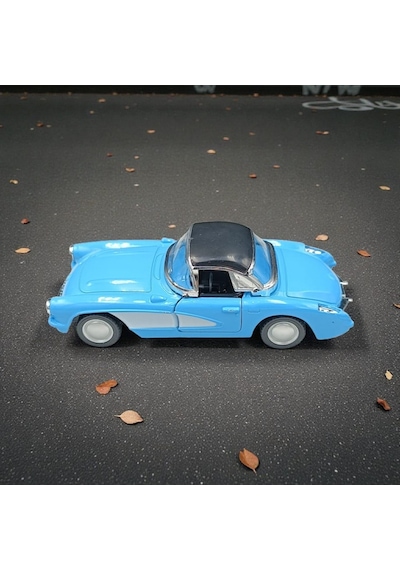 Nostaljik Metal Çek Bırak Mavi 1957 Chevrolet Corvette Araba Kapılar Açılır Diğer