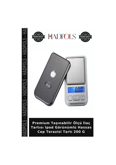 Premium Taşınabilir Ölçü Tartısı Ipod Görünümlü Hassas Cep Terazisi Tartı 200 G