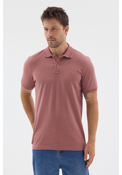 İmza Pembe Polo Yaka Pike Kısa Kol Slim Fit %100 Pamuk Tişört 1011260171 Koyu Gülkurusu