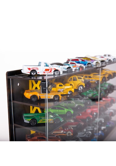 Pleksi Kapak 48 Araçlık 1/64 Hotwheels, Matchbox Uyumlu Hobi Oyuncak Araba Rafı Koleksiyon Model Araba Garajı Siyah