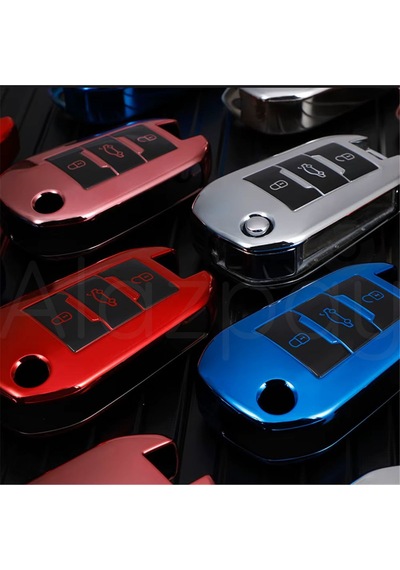 Peugeot 208 301 307 308 508 2008 3008 Partner Parlak Tpu Anahtar Kılıfı Kırmızı