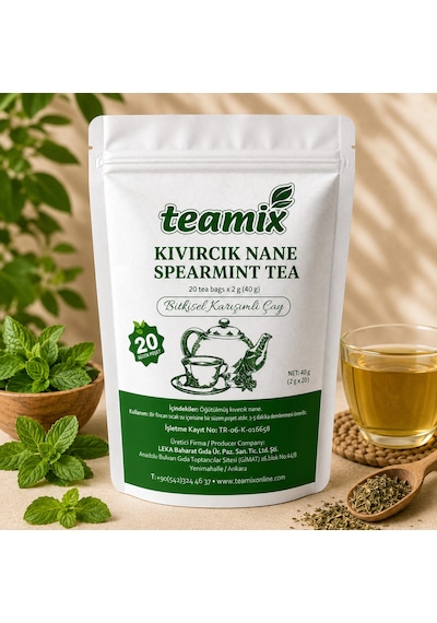 Kıvırcık Nane Çayı & Spearmint Tea 20 Süzen Poşet Teamix
