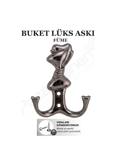 Buket Askı Lüks Vestiyer Duvar Dolap Elbise Askısı Füme