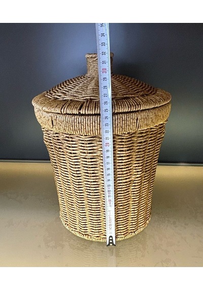 Reoona 2'li Kapaklı Rattan Konik Çok Amaçlı Patates- Soğan Sepeti Açık Ahşap