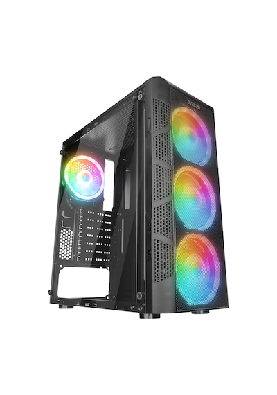 Everest Crest-v1, Mesh, Psu Yok, 4x12cm Rgb Fan, Temperli Cam Yan Panel, Atx, Gamıng Kasa