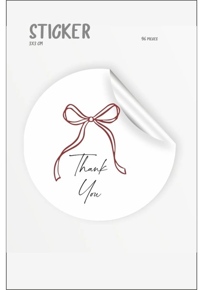 Kurdela Figürlü Thank You Etiket 96 Adet 3x3 Cm