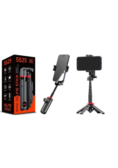 Subzero Ss25 Katlanabilir Mini Selfi Çubuğu / Tripod / 39cm Bluetooth Uzaktan Kumanda 360 Dönebilen Telefon Tutucu Tek Tuşla Kurulum