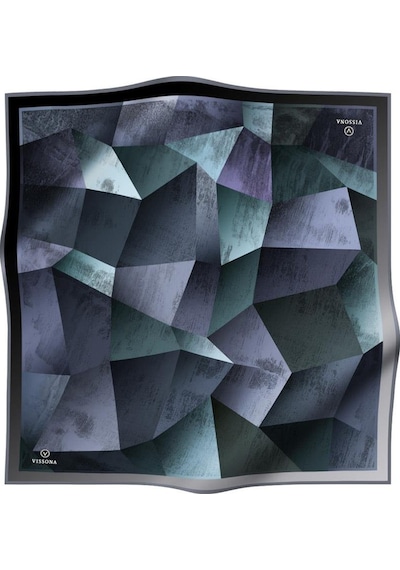 Vissona %100 Twill İpek Geometrik Desenli Cam Göbeği - Gri Renkli 90x90 Eşarp Dikim Şekli : El Dikişi Çok Renkli