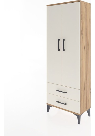 Arges Dolap 2 Raflı 2 Çekmeceli Tek Askılı 60x30x163 Çam-aytaşı Çam