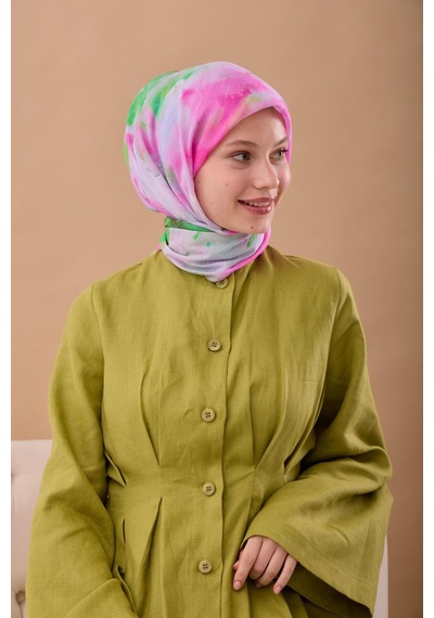 Silk Home Olinda İpek Eşarp 47004-25 Gümüş, Pembe, Yeşil, Koyu Yeşil