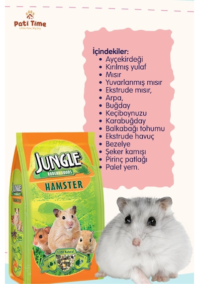 Premium Zenginleştirilmiş Özel Tahıllı Vitaminli Hamster Yemi 500gr X 4 Adet