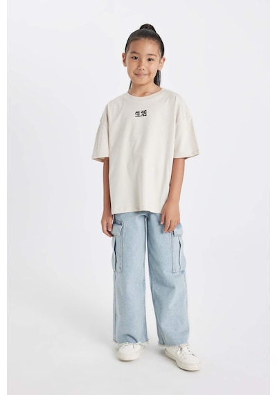 DeFacto Kız Çocuk Oversize Geniş Kalıp Bisiklet Yaka Baskılı Kısa Kollu Tişört D0871A824HSBG757 Bej DeFacto Kız Çocuk Oversize Geniş Kalıp Bisiklet Yaka Baskılı Kısa Kollu Tişört D0871A824HSBG757 Bej