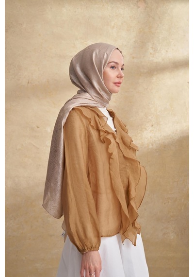 Armanda Jose Jakar Ethnic Desen Şal- 3303 Koyu Bej