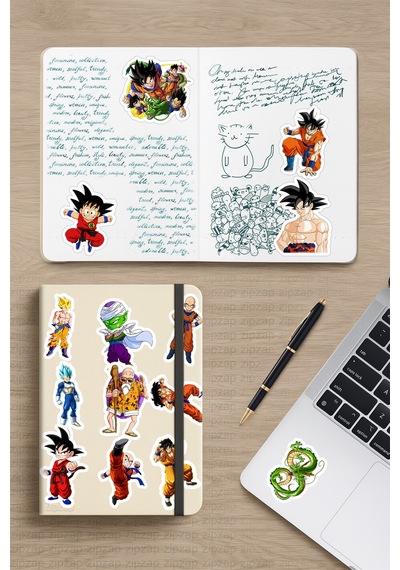 Dragon Ball Anime Telefon Laptop Bullet Journal Sticker Paketi 25 Adet Çok Renkli
