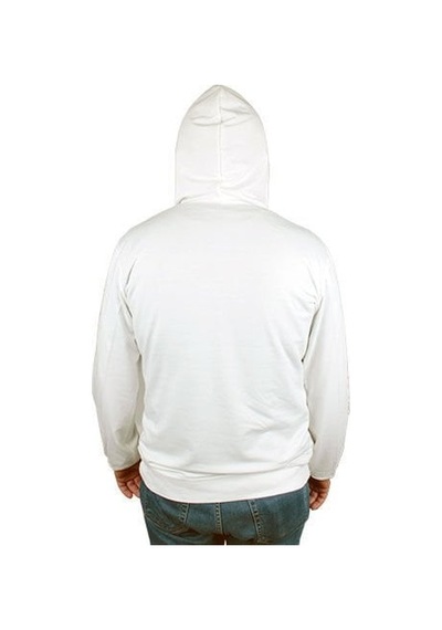 Sublimasyon Cepli Kapşonlu Pamuk Polyester Unisex Sweatshirt - Yetişkin Beyaz