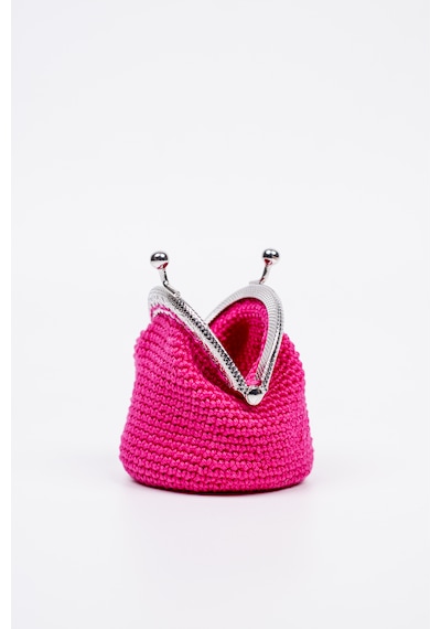 Fabric Craft Bag Bozuk Para Cüzdanı Merserize Pamuk Klipsli Örgü Pembe