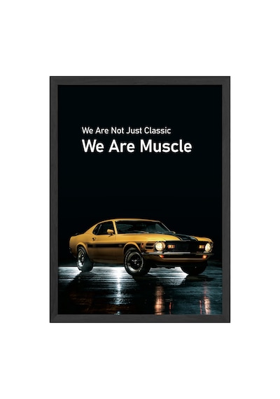 Ford Mustang Mach 1 Siyah Ahşap Çerçeveli Poster, Dekoratif Araba Duvar Tablosu